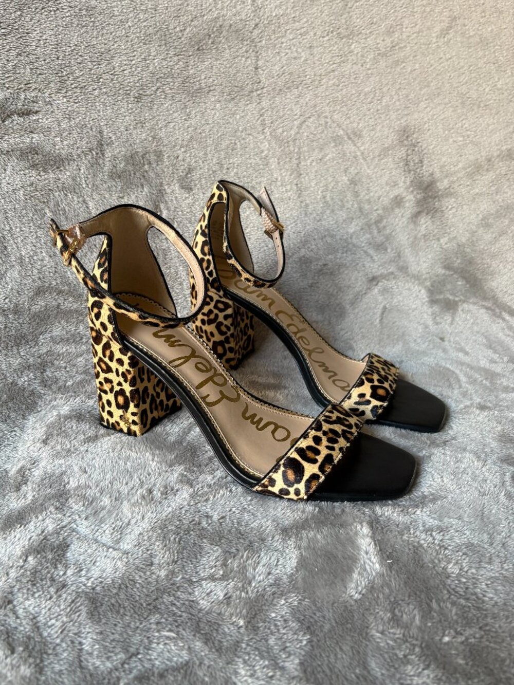 Sam Edelman Daniella Women’s Size 9 Leopard Calf Hair Block Heel Sandals